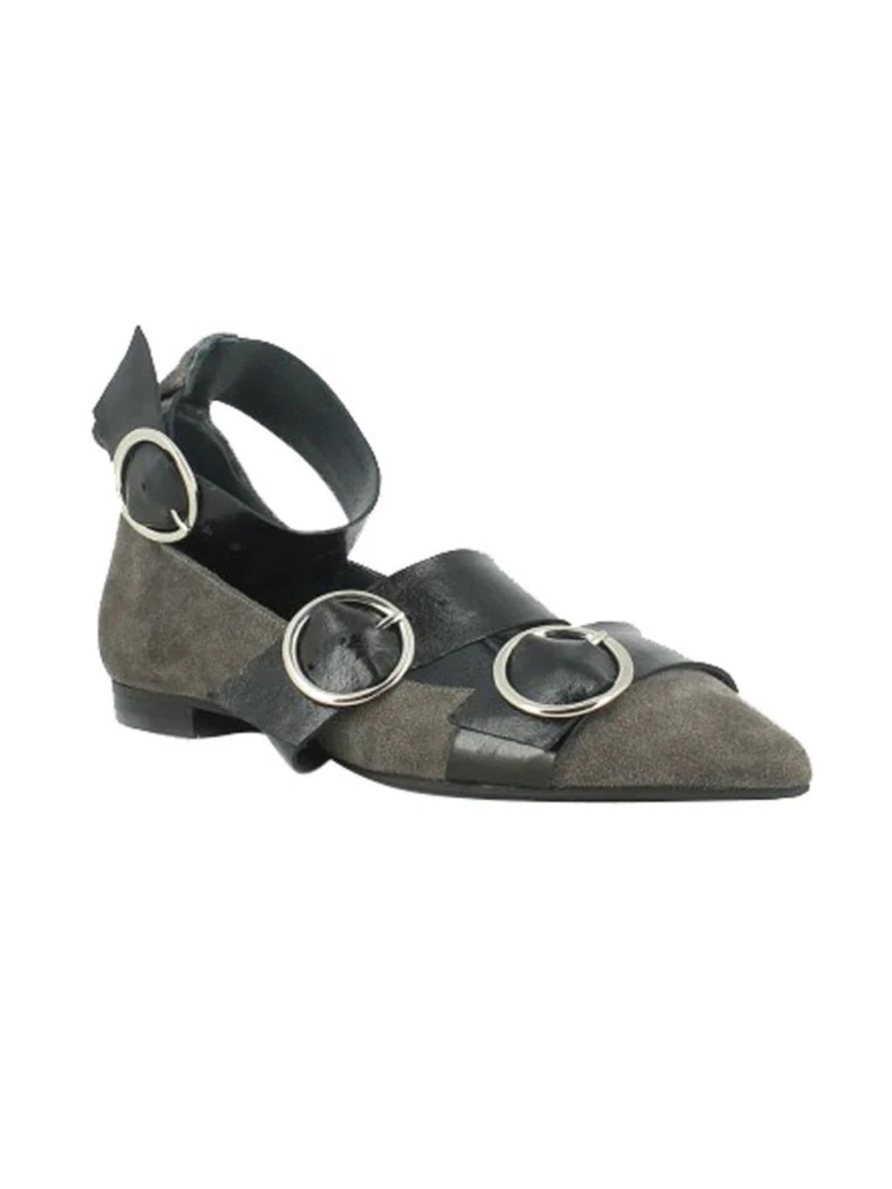 Jonak "Jo" Multi-Buckle Suede Flats sz: 10